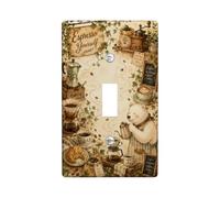 Plaque de protection pour interrupteur simple - Style rustique vintage - Ours croissant - Marron - Taille standard - Décoration pour la maison, le salon, l'appartement (simple)