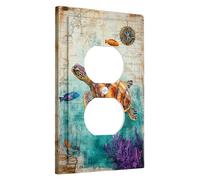 Plaque de protection pour interrupteur, tortue tropicale, bleu océan, tortues de mer pour décoration côtière, plaques murales en thermoplastique, prise duplex simple de taille standard