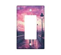 Plaque de protection romantique pour interrupteur Paris - Cœurs violets coucher de soleil pour décoration d'intérieur - Plaques murales en thermoplastique - Taille standard