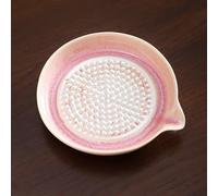 Plaque de râpe à ail en céramique, disque de broyage manuel avec bec verseur, plateau hachoir à ail décor Wasabi-rose, compact et facile à nettoyer