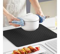 Plaque de recouvrement pour plaque de cuisson vitrocéramique en silicone, ignifuge et étanche, pour plaque à induction, une pièce, noire, 71 cm x 50 cm