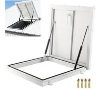 Plaque de Recouvrement pour Trappe D'accès au Toit, Cadre en Aluminium Galvanisé, Tige de Support Hydraulique, Porte de Sécurité de Toit avec Poignée Verrouillable(100x100cm/39X39in)