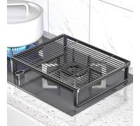 Plaque de recouvrement universelle avec pieds antidérapants, support robuste for cuisinière à induction en acier inoxydable et plateau rangement for cuisinières(Black,45x35x7.5cm(17.7"x13.8"x3"))