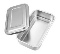 Plaque de Rectangulaire en Acier Inoxydable avec Couvercle | Boite Inox, Finition Polie et Bords Relevés, pour Soins Dentaires et Cabinet Esthétique