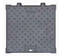 Plaque de Regard Carrée en Fonte Ductile - Couvercle Antidérapant B Class & Manhole Cover Jardin, Regard Inspection Durable pour Allée & Garage(80x80cm)