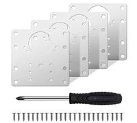 Plaque de réparation 4pcs plaque de fixation de réparation de porte d'armoire en acier inoxydable avec vis de montage et tournevis pour meubles de porte d'armoire de cuisine