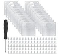 Plaque de réparation de charnière d'armoire, avec vis et tournevis 80 pièces, clips de réparation de charnière à visser avec trou, plaque de charnière de meuble pour (argent-20)