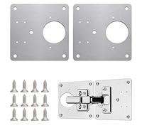 Plaque de réparation de charnière en acier inoxydable de qualité supérieure, 2 Pièces Plaque de Charnière,Plaques de réparation avec 12 vis pour la réparation de porte, armoire, meubles de salon