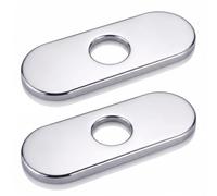 Plaque de Robinet Ovale Inox 304 Rosace 35mm Cache Trou Evier 2 Pièces | Surface Galvanisée, Finition Brosse Mat, Joint Mousse Anti Fuite, Montage Sans Outil, Panneau Allongé de 16 Centimètres