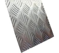 Plaque de roulement en aluminium à carreaux diamantés - Carreaux antidérapants gaufrés, 1,5 mm d'épaisseur, 4 x 150 mm (pièce unique) pour sol et terrasse