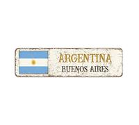 Plaque de rue Argentine, panneau de ville rétro vintage Buenos Aires, plaque en métal de pays de l'Argentine pour décoration murale intérieure et extérieure, 8 x 30 cm