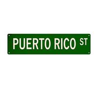 Plaque de rue de Porto Rico en métal vintage - Affiche rétro pour bar, maison, cave, cuisine, buanderie - Décoration murale - Cadeau - 10,2 x 40,6 cm