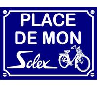 Plaque de rue décorative en aluminium humour Place de mon Solex - Idée cadeau Humour Sympa Fun