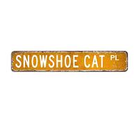 Plaque de rue en métal motif chat raquette à neige, animaux de la ferme, 7,6 x 45,7 cm, résistante à la décoloration, plaque en métal rétro pour Mancave She Shed restaurant, garage