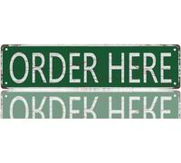 Plaque de rue en métal « Order Here » - Décoration murale vintage rustique et rétro - 15,2 x 40,6 cm