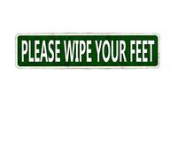Plaque de rue en métal « Please Wipe Your Feet » - Décoration murale pour maison, bureau, garage, caverne - 40,6 x 10,2 cm