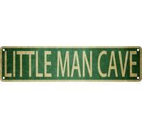 Plaque de rue en métal rustique Little Man Cave Décoration murale 10,2 x 40,6 cm