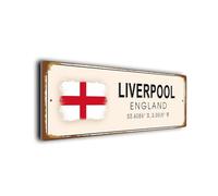 Plaque de rue Liverpool, style vintage, drapeau anglais et coordonnées GPS de la ville, protection UV et résistante à la décoloration