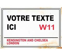 Plaque de Rue Londres KENSINGTON - Plaque Métal Décorative Style Britannique - Design Vintage pour Mur, Salon, Bureau ou Chambre - 15 x 20 cm