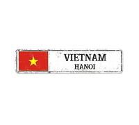 Plaque de rue personnalisée du Vietnam - En métal - Motif drapeau du Vietnam - Décoration murale rustique - Pour intérieur et extérieur - 45,7 x 10,2 cm