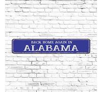Plaque de rue rustique en métal pour décoration d'intérieur, « Back Home Again in Alabama » - Plaque en aluminium - Bleu - 7,6 x 45,7 cm