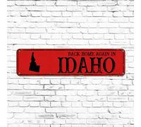Plaque de rue rustique en métal pour décoration d'intérieur, « Back Home Again in Idaho » - Plaque en aluminium chic - Plaque en métal rouge - Cadeau de Thanksgiving - 10,2 x 45,7 cm