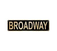 Plaque de rue vintage Broadway en métal rustique pour décoration murale d'intérieur et d'extérieur Noir 10,2 x 40,6 cm
