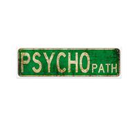 Plaque de rue vintage en aluminium rustique avec inscription « Psycho Path » - 15,2 x 40,6 cm