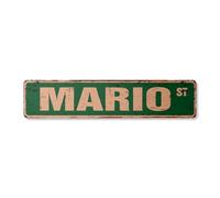 Plaque de rue vintage MARIO en métal pour chambre d'enfant