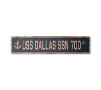Plaque de rue vintage USS DALLAS SSN 700, navire de la marine américaine, marin vétéran, cadeau rustique