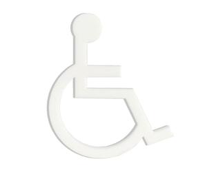 Plaque de salle de bain en forme de Symbole handicapé, panneau de salle de bain handicapé, sticker de salle de bain en acrylique, signe de toilette, autocollant de salle de bain (Handicapé, blanc)