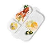 Plaque de séparation rectangulaire créative en céramique binaurale pour petit-déjeuner
