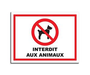 Plaque de signalisation Animaux interdits en aluminium 20x15 cm
