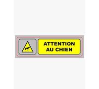 Plaque de signalisation auto-adhésive en plastique couleur aluminium 17 x 5cm - Attention au chien
