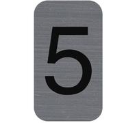 Exacompta Plaque murale imprimée Réf. 67185E Chiffre 5 aspect aluminium brossé 2,5 x 4,4 cm