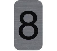 Exacompta - Réf. 67188E - 1 plaque adhésive CHIFFRE 8 - Plaque murale imprimée de signalisation - Sur tous supports - Aspect aluminium brossé - Dimensions : 2,5 x 4,4 cm
