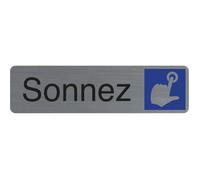 Plaque de signalisation - EXACOMPTA - Sonnez - Aluminium brossé - Auto-adhésif - 165x44mm