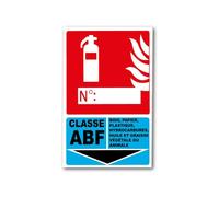 Plaque de Signalisation Extincteur Classe ABF, PVC 3mm Rigide, 16 x 25 cm, Intérieur/Extérieur