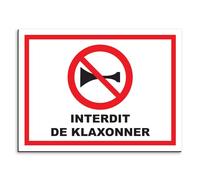 Plaque de signalisation Interdit de klaxonner en aluminium 20x15 cm