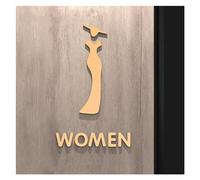 Plaque de signalisation pour toilettes, Plaque de toilette en acrylique 22D, noir et or, plusieurs tailles(21,18x11cm)