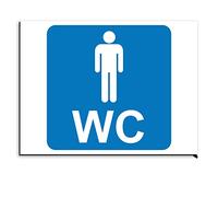 Plaque de signalisation WC simple HOMME BLEU en aluminium 20x15 cm