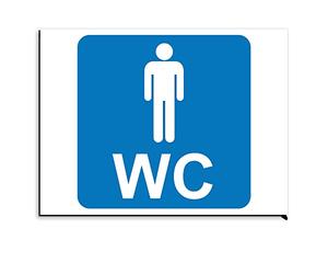 Plaque de signalisation WC simple HOMME BLEU en aluminium 20x15 cm
