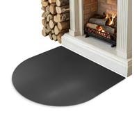 Plaque de Sol Arrondie Demi Lune Acier Noir Protection Anti Étincelles 100x100cm