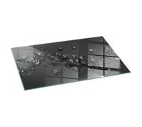 Plaque de sol en verre pour poêle et plaque protection sol devant cheminée motif nuages 120x60 Tulup