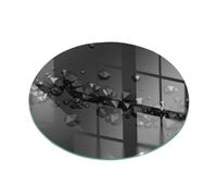 Plaque de sol en verre pour poêle et plaque protection sol devant cheminée motif nuages rondes 80x80 Tulup