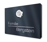 Plaque de sonnette en saillie en acier inoxydable V2A avec gravure par Graviers Design - Revêtement époxy RAL 7016 - Bouton de sonnette LED - Sonnette - Made in Germany