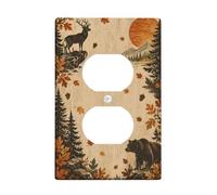 Plaque de sortie duplex rustique avec motif cerf | Décoration de cabane rustique, thème de la faune boisée, accents d'automne saisonniers, paysage de montagne
