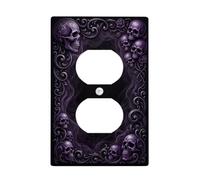 Plaque de sortie duplex style victorien avec tête de mort gothique | Toile décorative gothique victorienne - Motif floral foncé - Décoration d'intérieur alternative
