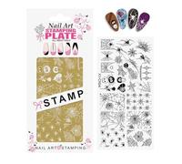 Plaque de stamping pour ongles en acier inoxydable avec motifs dorés complexes pour salon professionnel et manucure à domicile