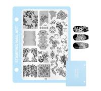 Plaque de stamping pour ongles - Outil de manucure - Tampon design d'ongles - Pour une utilisation lors de préparations de mariage et de fête, en studio, pour les débutants, pour la pratique à la